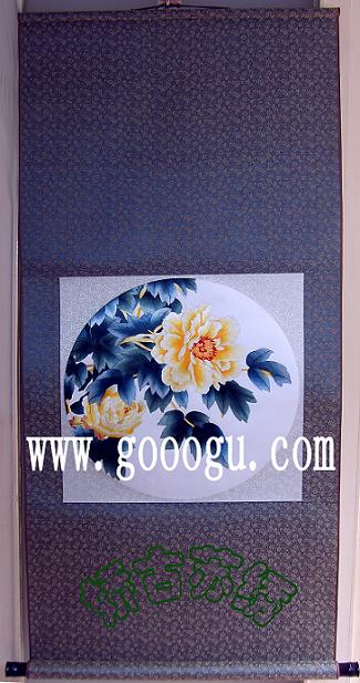 手工刺繡卷軸畫 絲綢刺繡畫 手工刺繡工藝畫